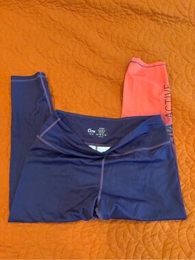 ZYIA Navy Leggings with Coral Side Panel